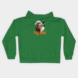 Thankful and Blessed Thanksgiving Pilgrim Ducks In Costume Kids Hoodie